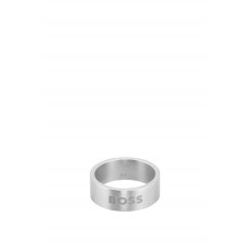 Hugo Boss Stainless-steel ring with stamped-down logo hbeuJWLRY-1580457-999 Silver