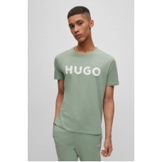 Hugo Boss Cotton-jersey regular-fit T-shirt with contrast logo 50467556 Light Green