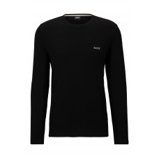 Hugo Boss Cotton-blend pajama T-shirt with embroidered logo 50479387 Black