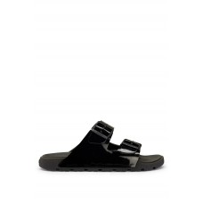 Hugo Boss Glossy twin-strap sandals with logo buckles 50481874 Black