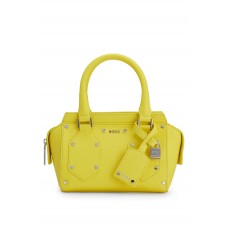 Hugo Boss Grained-leather mini tote bag with padlock and tag 50485492 Yellow
