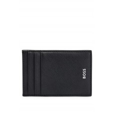 Hugo Boss Bonded-leather card holder with logo lettering 50485621 Black