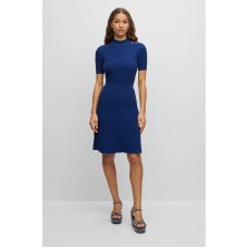 Hugo Boss Short-sleeved dress with knitted structure 50486099 Dark Blue