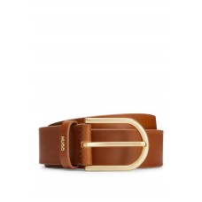 Hugo Boss Leather belt with logo-trimmed keeper 50486616 Brown