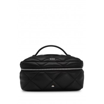 Hugo Boss Quilted cosmetics case in faux leather 50487402 Black