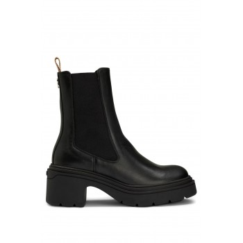 Hugo Boss Block-heel leather Chelsea boots with logo trim 50488718 Black