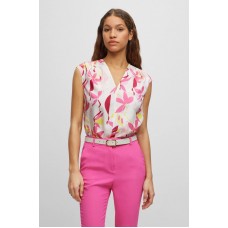 Hugo Boss Relaxed-fit top in floral-print silk 50491362 Patterned