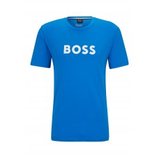 Hugo Boss Cotton T-shirt with contrast logo 50491706 Blue
