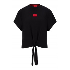 Hugo Boss Relaxed-fit loungewear T-shirt with red logo label 50492189 Black