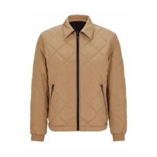 Hugo Boss Water-repellent quilted jacket with monogram trim 50493691 Beige