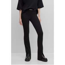 Hugo Boss Slim-fit trousers in stretch fabric with slit hems 50493781 Black