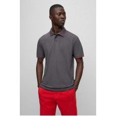 Hugo Boss Cotton-piqué polo shirt with contrast details 50493963 Dark Grey