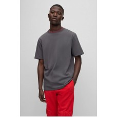 Hugo Boss Relaxed-fit T-shirt in cotton jersey with detailed collarband 50493964 Dark Grey