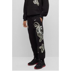 Hugo Boss Cotton-terry tracksuit bottoms with paisley motif 50494567 Black