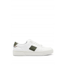 Hugo Boss Leather low-top trainers with signature-stripe trim 50495815 White