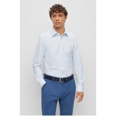 Hugo Boss Slim-fit shirt in structured performance-stretch fabric 50496275 Light Blue
