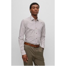 Hugo Boss Slim-fit shirt in printed stretch cotton 50496586 Red