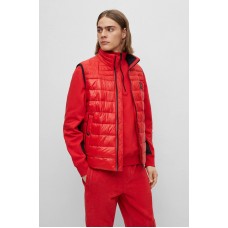 Hugo Boss Water-repellent gilet in gloss and matte fabrics 50496725 Red