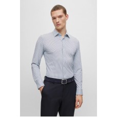 Hugo Boss Slim-fit shirt in patterned performance-stretch fabric 50496783 Light Blue