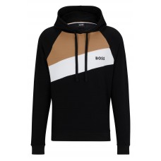 Hugo Boss Signature-stripe hoodie with embroidered logo 50496821 Black