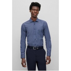Hugo Boss Slim-fit shirt in printed stretch cotton 50497070 Light Blue