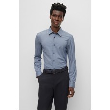 Hugo Boss Slim-fit shirt in structured performance-stretch fabric 50497110 Dark Blue