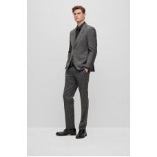 Hugo Boss Three-piece regular-fit suit in checked virgin wool 50497179 Silver