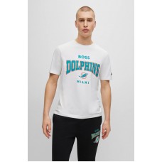 Hugo Boss BOSS x NFL stretch-cotton T-shirt with collaborative branding 50497522 Dolphins