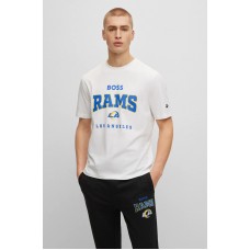 Hugo Boss BOSS x NFL stretch-cotton T-shirt with collaborative branding 50497522 Rams