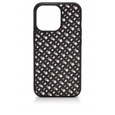 Hugo Boss Leather-covered iPhone 13 case with all-over monograms 50497548 Patterned