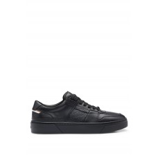 Hugo Boss Leather lace-up trainers with monogram detailing 50498064 Black
