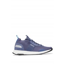 Hugo Boss Structured-knit sock trainers with branding 50498245 Dark Blue