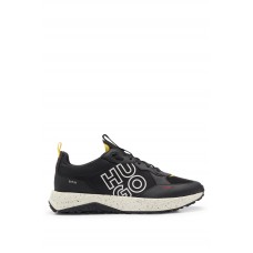 Hugo Boss Mixed-material trainers with stacked logo 50498701 Black