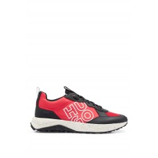 Hugo Boss Mixed-material trainers with stacked logo 50498701 Light Red