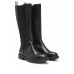 Hugo Boss Leather knee boots with low heel and branded trim 50498843 Black