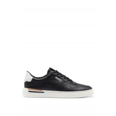 Hugo Boss Cupsole trainers with laces and branded leather uppers 50498894 Black