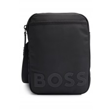 Hugo Boss Coated-material reporter bag with logo detail 50499006 Black