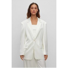 Hugo Boss Straight-fit jacket in soft satin 50499681 White