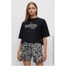 Hugo Boss BOSS x Keith Haring cotton T-shirt with logo artwork 50505452 Black
