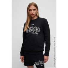 Hugo Boss BOSS x Keith Haring cotton-blend sweatshirt with special artwork 50505467 Black