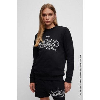 Hugo Boss BOSS x Keith Haring cotton-blend sweatshirt with special artwork 50505467 Black