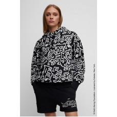 Hugo Boss BOSS x Keith Haring cotton hoodie with special artwork 50505664 Black