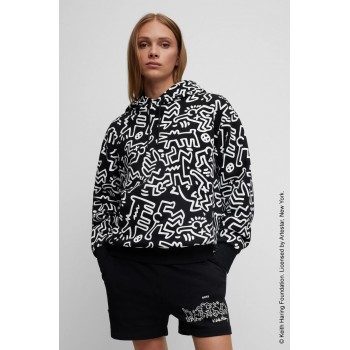 Hugo Boss BOSS x Keith Haring cotton hoodie with special artwork 50505664 Black